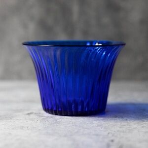 Cobalt blue optic swirl hand blown glass bowl SGM Sandwich Glass Museum